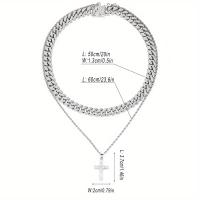 Collar de Cadena Cubana de Acero Inoxidable para Hombres y Mujeres, 2 piezas, Colgante Cruzado Iced Out, 13MM, Regalo de Moda Hip Hop - details 1