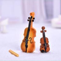 Instrumento de música en miniatura, miniviolín de resina, adornos decorativos para casa de muñecas, manualidades, manualidades, hogar, Bar - details 3