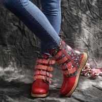 Otoño e Invierno nuevas botas Martin para mujer botas cortas bordadas de estilo étnico bohemio botas planas a media pantorrilla - details 2
