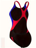 Traje De Baño De Una Pieza De Color En Contraste, Trajes De Baño Con Cuello Redondo De Corte Alto Sin Espalda, Trajes De Baño Y Trajes De Baño - details 14