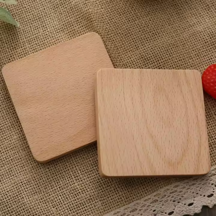 Posavasos de Madera de Haya Sólida Resistente al Calor, Duradero Ideal para Taza de Té o Café - 1