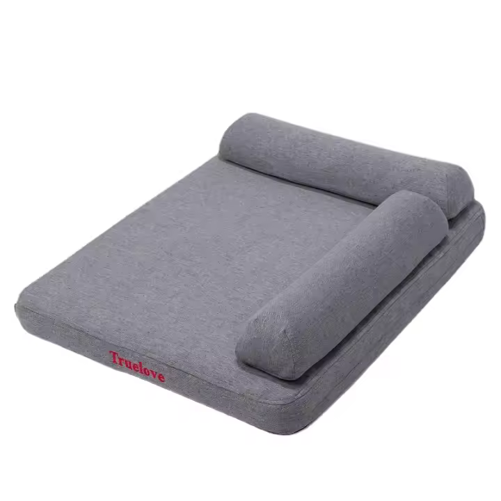 TRUELOVE Cama de Mascotas con Almohada de Espuma de Memoria Cómoda, Duradera, Lavable para Perros y Gatos Material de Lino de 100% Almohada de Espuma de Alta Elasticidad - 1