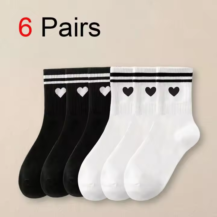 Calcetines de Dibujos Animados Versátiles y Cómodos Pareja de 6 Transpirables y Casuales para Mujeres - 1