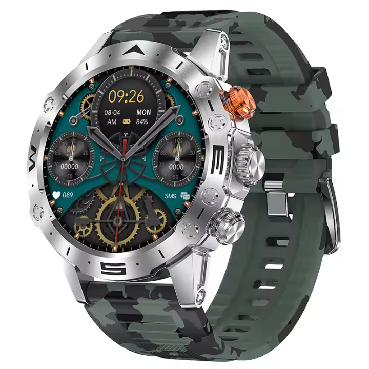 Reloj inteligente militar 2024 para llamadas de hombres, reloj inteligente deportivo con más de 100 deportes, reloj Fiess, monitor de oxígeno en sangre, frecuencia cardíaca y - 1