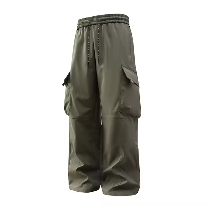 Pantalones deportivos informales transpirables para hombre, moda urbana, holgados, lisos, de pierna recta ancha, adecuados para - 1