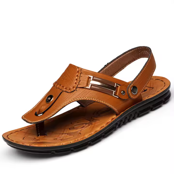 Sandalias de Hombre para Interiores y Exteriores Chanclas de Playa Informales de Cuero - 1