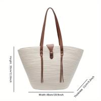 Bolso de Tela Grande Capacidad Cadena de Cierre Kiss Lock Estilo Duradero y Elegante para Uso Diario Bolso de Playa Contraste - details 9