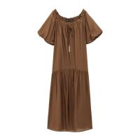 Vestido largo con cuello de manga corta para mujer, camisa holgada con diseño de cordón, primavera/verano, nueva moda - details 1