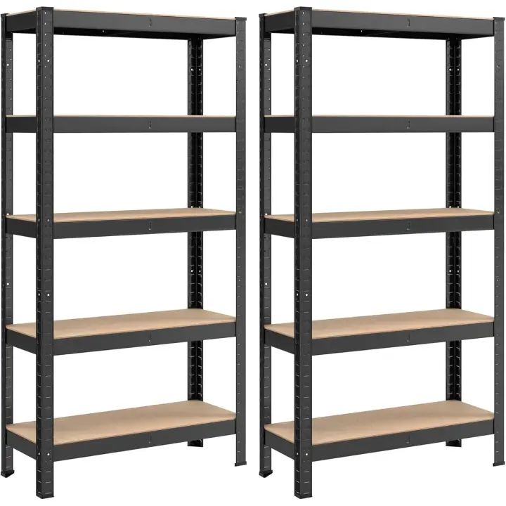2 Estanterías Almacenaje de 5 Niveles, Estantería Metálica,875 kg, 40 x 90 x 180 cm, Plata - 1