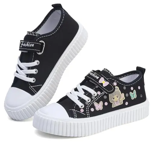 Zapatillas deportivas ligeras de lona para niños y niñas, con ganchos y bucles, informales, amigables con la piel, para caminar y correr - 1