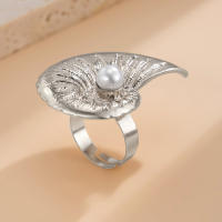 Seabeach-Anillo de concha de estrella de mar para mujer Color dorado nueva moda anillos de dedo de concha de perla grande joyería regalos de personalidad de verano - details 11