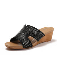 Sandalia sandalias de verano para mujer prendas de vestir exteriores de moda 2025 nuevas y versátiles suela gruesa tacón inclinado de tiro alto medias zapatillas para - details 1
