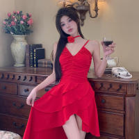 Vestido plisado con cuello en V, nuevo diseño de nicho de verano falda dulce y fresca YL23309GN - details 12
