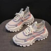 2024 nuevas zapatillas de deporte transpirables informales de malla tejida con mosca, zapatos de suela gruesa de estilo coreano para hombres y mujeres, zapatos de malla rojos, zapatos para correr ligeros - details 6