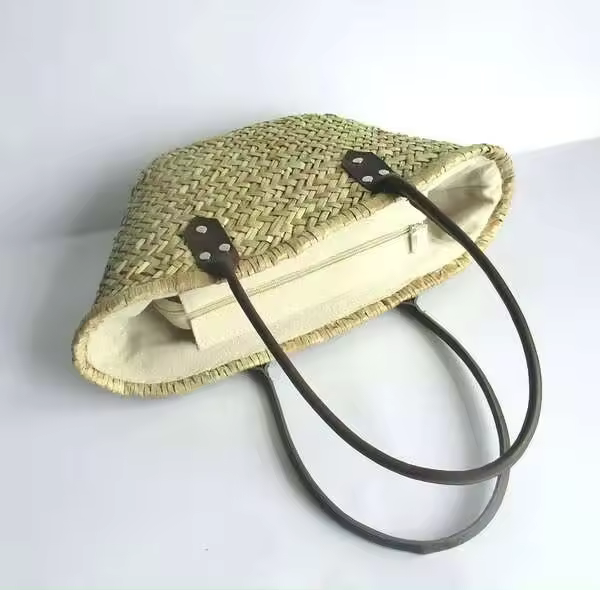 Artículos populares, bolsos de viaje de verano hechos a mano con hierba personalizada para mujer, bolso de vacaciones en la playa, bolso de mano con asa de Pu - 1