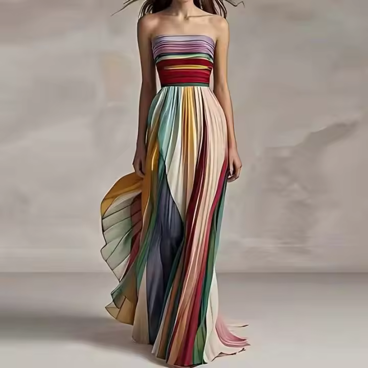 Elegante Vestido de Moda de Verano sin Mangas Vestido de Fiesta de Holiday con Estampado de Parche de Moda para Mujeres 2024 - 1