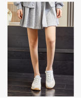 Zapatos deportivos de cuero nuevos, planos, informales, blancos para mujer. - details 16