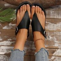 Sandalias informales con tapa para mujer, zapatos planos con punta redonda y hebilla, para uso diario, talla grande, 2024 - details 1