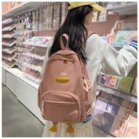 Dibujos animados estilo japonés ins lindo patito mochila femenina de pana informal mochila de campus estudiante universitario de secundaria. - details 14