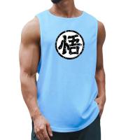 Japanese Anime Logo Wu Font Print Mens Gym Clothing Fitness Singlets Quick Dry Bodybuilding Tank Top Muscle Shirt Sports Vest - details 4