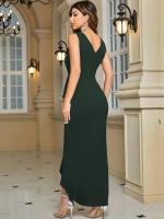 Vestido de noche formal para mujer, bodycon, dobladillo con volantes, sirena, vestidos largos de cóctel divididos, elegante vestido de invitados de boda - details 13