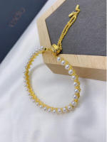 ΑΡМ Monaco Brazalete premium ajustable hacia arriba y hacia abajo Pulsera de oro rosa con perlas de plata de ley - details 5