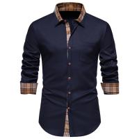 Camisa de Hombre con Diseño a Cuadros y Contraste Camisa Casual de Manga Larga para Trabajo y Negocios Camisa Formal para Boda y Uso Diario Material Exterior de Poliéster - details 1