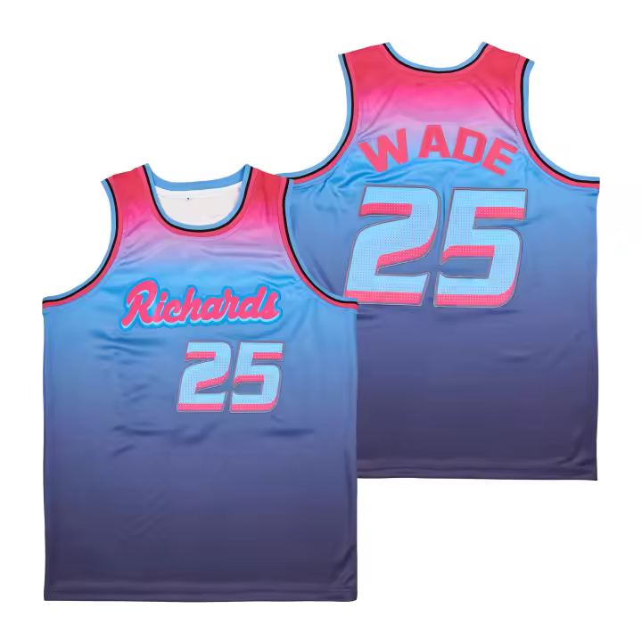 Camiseta de baloncesto para hombre, camisa deportiva de malla cosida, #25 Wade - 1