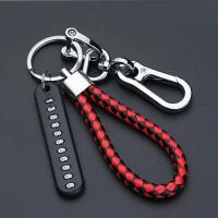 Llavero de Coche de Cuero con Cuerda de Tirantes Accesorio de Llavero de Vehículo Automotriz con Número de Teléfono Regalo Ideal para el Marido - details 6