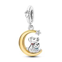 Pulsera de plata de dos tonos con colgante triple celestial de cuentas en forma de corazón para la fabricación de joyas - details 9