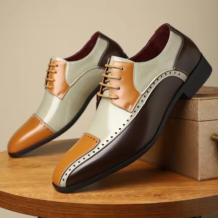 Zapatos elegantes de cuero para hombre, calzado Formal de lujo para oficina, fiesta, negocios, marrón, inglés, color negro - 1
