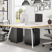 Gabinete de archivos móvil, con 2 cajones, cierre, para documentos de oficina, carpetas suspendidas, premontado, 39 x 50 x 69,5 cm (largo x ancho x alto), negro mate OFC52BK - details 3