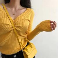 2025 suéter Sexy con cuello en V para mujer, Jersey de punto de otoño, Jersey elegante suave coreano ajustado de manga larga para mujer, Top básico nuevo de invierno - details 28