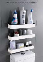 Armario de iluminación para baño, montado en la pared, dispositivo multifuncional no perforado, organizador de soporte para inodoro - details 10