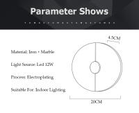 Tomaxin Lámpara de Pared de Mármol 20CM Luz Nocturna de 3W Diseño Sencillo y Natural - details 9
