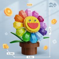 Bloque de construcción de flor de girasol con caras de expresión reemplazables, Idea, juego de construcción de juguete creativo y lindo para niños - details 2