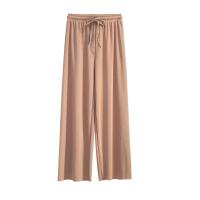 Pantalones anchos hasta el tobillo para mujer Pantalón informal de cintura elástica sólido, pantalones sueltos de seda de hielo, primavera y verano - details 4
