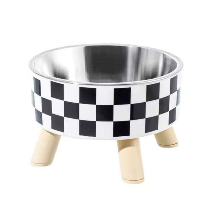 Cuenco de acero inoxidable antiasfixia para gatos, comedero antideslizante con soporte, cuenco elevado para gatos, rejilla/punto de onda, alimentador para perros de pie alto - 1