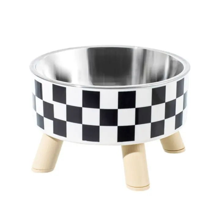 Cuenco de acero inoxidable antiasfixia para gatos, comedero antideslizante con soporte, cuenco elevado para gatos, rejilla/punto de onda, alimentador para perros de pie alto - 1