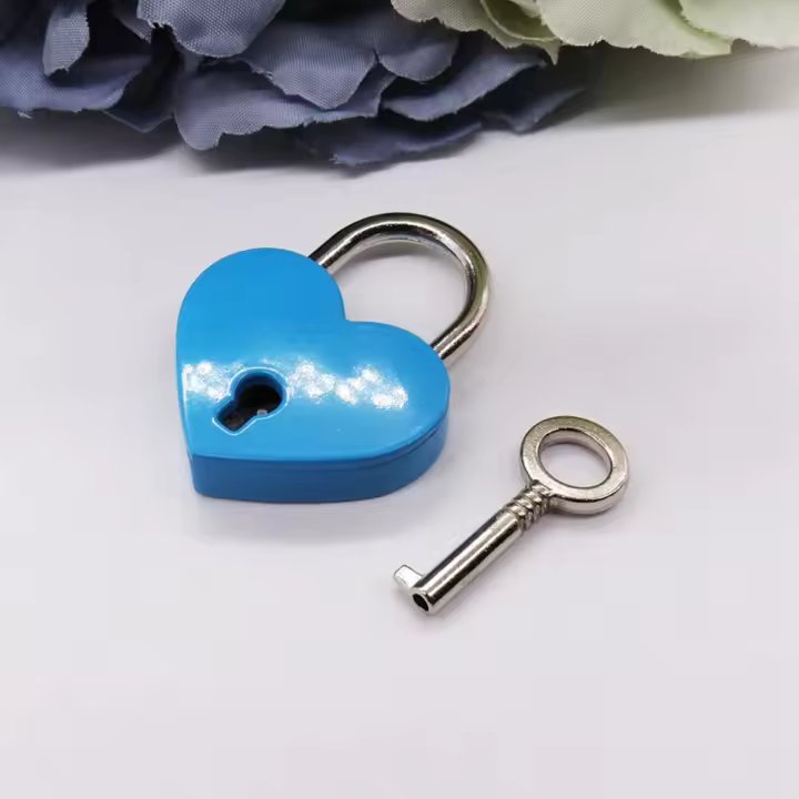 Libro de diario de regalo con llave, candados en forma de corazón para viajes, bodas, candado, herrajes de bloqueo de corazón de amor - 1