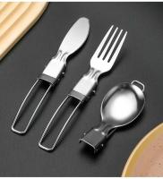 Mini villa portátil para exteriores, cuchara, tenedor, juego de utensilios de acero inoxidable, senderismo, suministros de cocina para acampar al aire libre, 3 piezas. - details 11