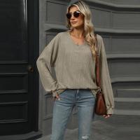 Top para mujer, camiseta holgada lisa con cuello en V, ropa popular coreana elegante de liquidación, años 90 - details 19