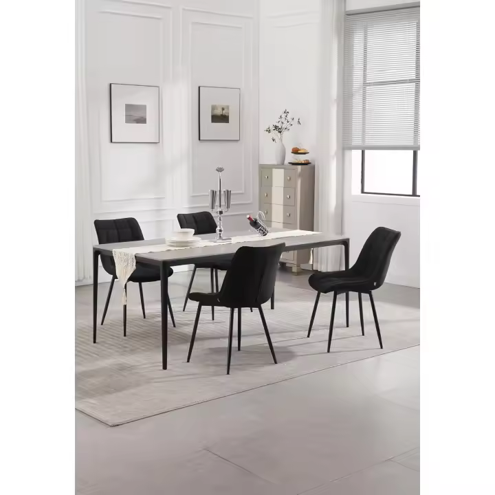 Silla de Comedor Moderna de Metal Accesible, Duradera, Fácil de Limpiar Asiento de Cuero Sintético - 1