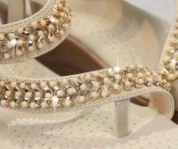 Sandalias con plataforma y diamantes de imitación para mujer - details 1