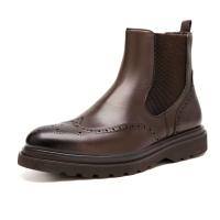 Botas de moda Chelsea hechas a mano para hombre, zapatos de vestir de cuero, estilo británico de cabeza redonda, Otoño/Invierno - details 3