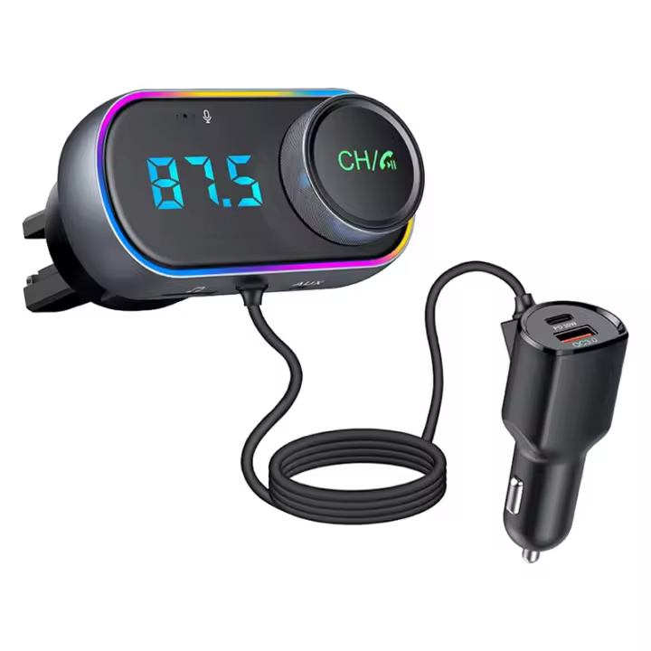 Adaptador de transmisor FM Bluetooth para coche, Radio Bluetooth, llamada manos libres, carga rápida PD30W QC3.0, cancelación de ruido - 1