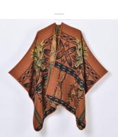 Otoño e invierno retro grueso cálido chal capa moda flor hendidura jacquard bufanda - details 6