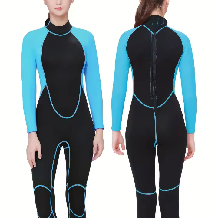 Traje de neopreno de cuerpo entero para mujer, de 2 mm de grosor, con protección UV de una sola pieza, mangas largas y relajación - 1