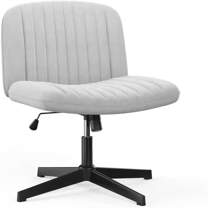 Silla de Oficina Ajustable en Altura Silla Giratoria sin Ruedas con Tapiz de Tela - 1