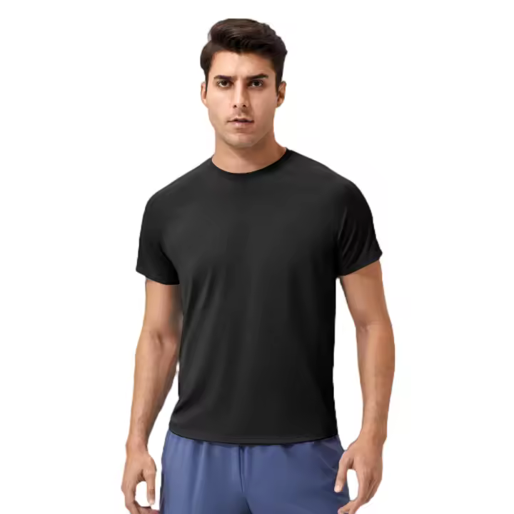 Camiseta deportiva de rendimiento para hombre, Camiseta de manga corta con bolsillo - 1